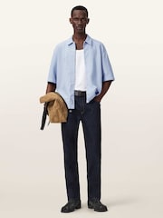AllSaints Blue Stallone Short Sleeve Shirt - Image 3 of 6