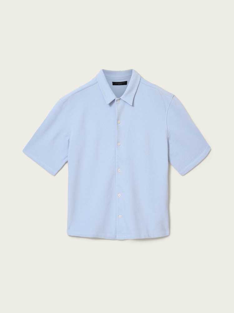 AllSaints Blue Stallone Short Sleeve Shirt - Image 6 of 6