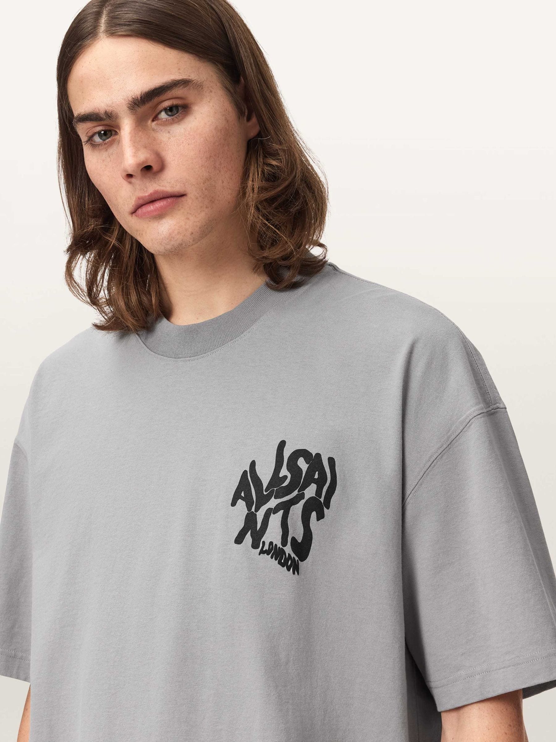 Buy All Saints Grey Orlando Oversized Short Sleeve Crew Neck T