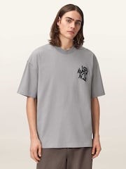 AllSaints Grey Orlando Short Sleeve Crew Neck T-Shirt - Image 2 of 7