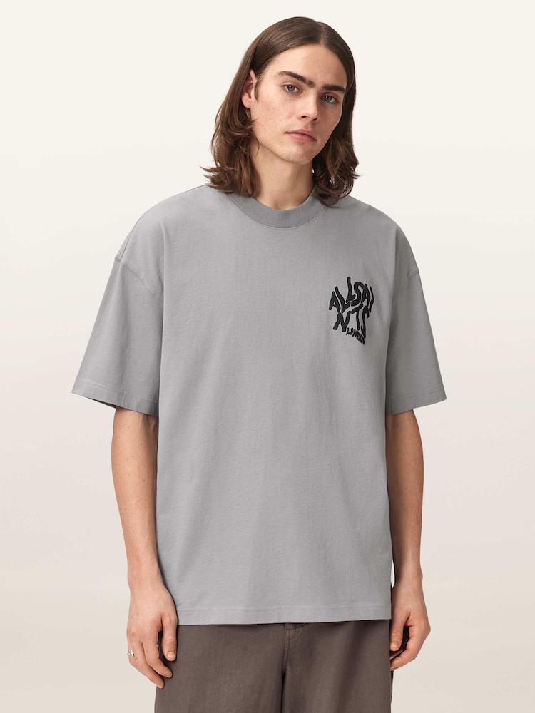 AllSaints Grey Orlando Short Sleeve Crew Neck T-Shirt - Image 2 of 7