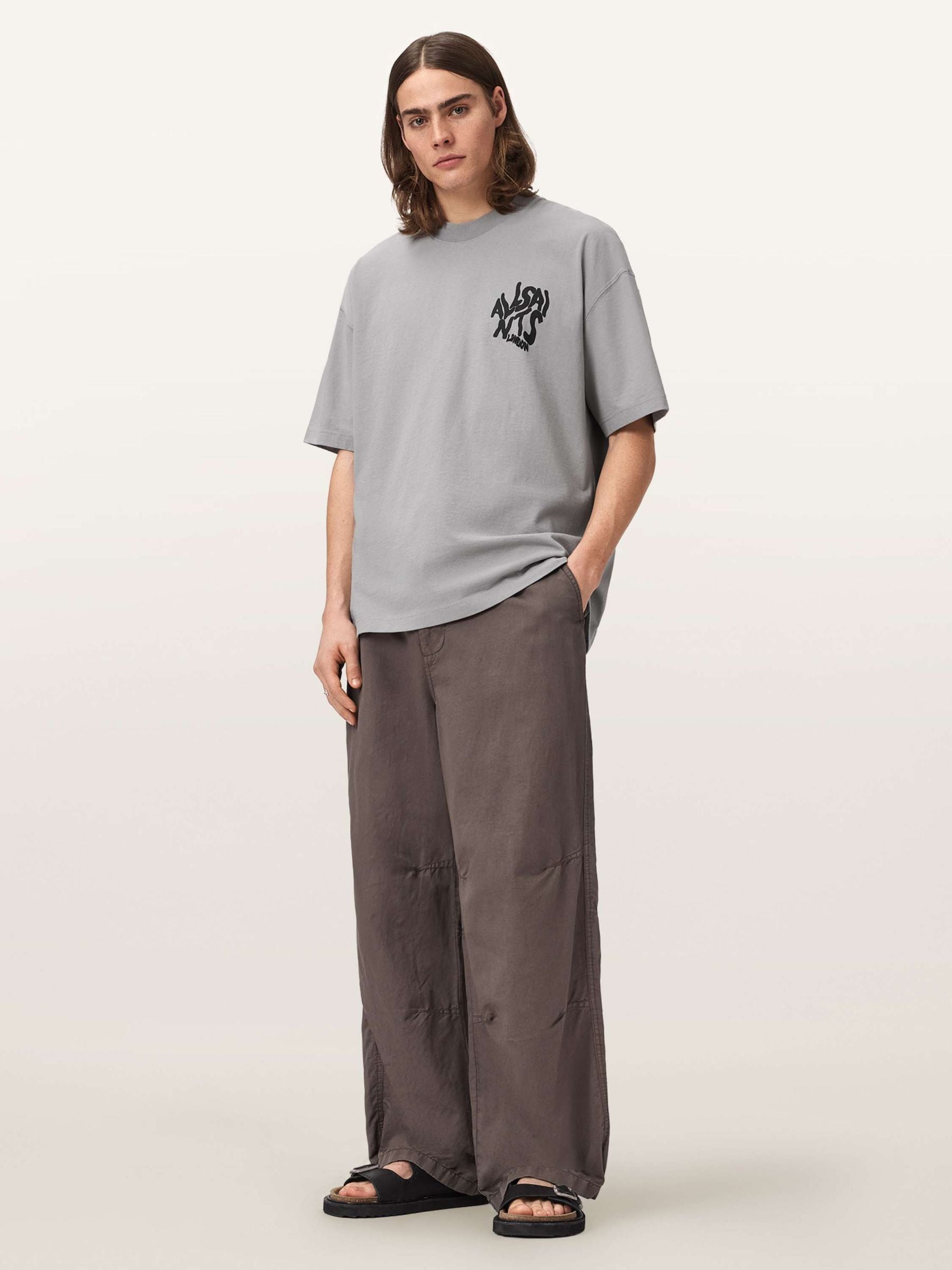 Buy All Saints Grey Orlando Oversized Short Sleeve Crew Neck T