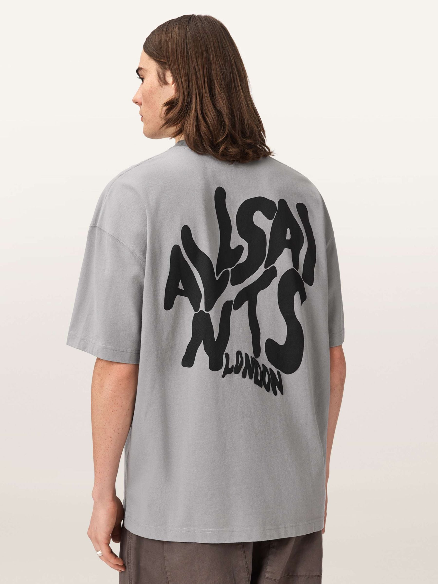 Buy All Saints Grey Orlando Oversized Short Sleeve Crew Neck T