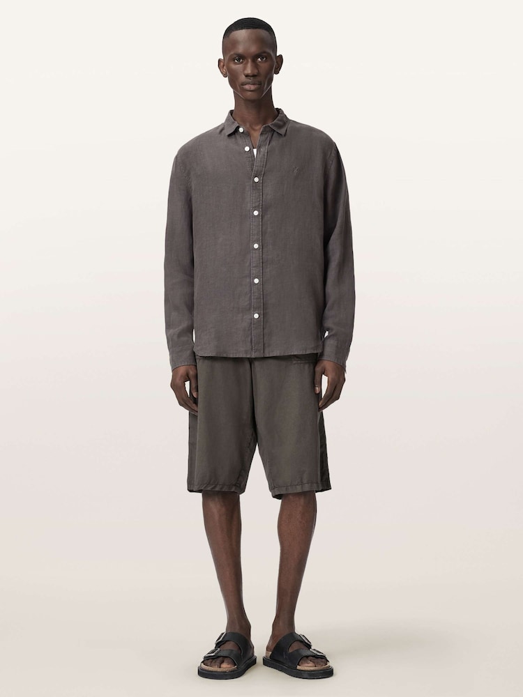 AllSaints Grey Loom Long Sleeve Shirt - Image 2 of 6