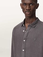 AllSaints Grey Loom Long Sleeve Shirt - Image 3 of 6