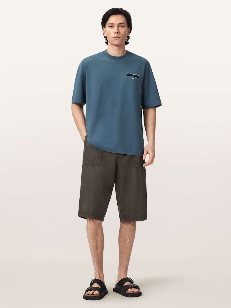 AllSaints Blue Redact Short Sleeve Crew Neck T-Shirt - Image 2 of 6