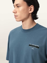 AllSaints Blue Redact Short Sleeve Crew Neck T-Shirt - Image 4 of 6