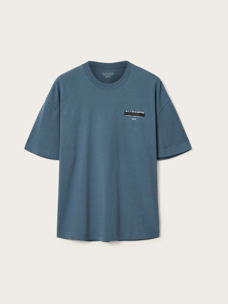 AllSaints Blue Redact Short Sleeve Crew Neck T-Shirt - Image 6 of 6