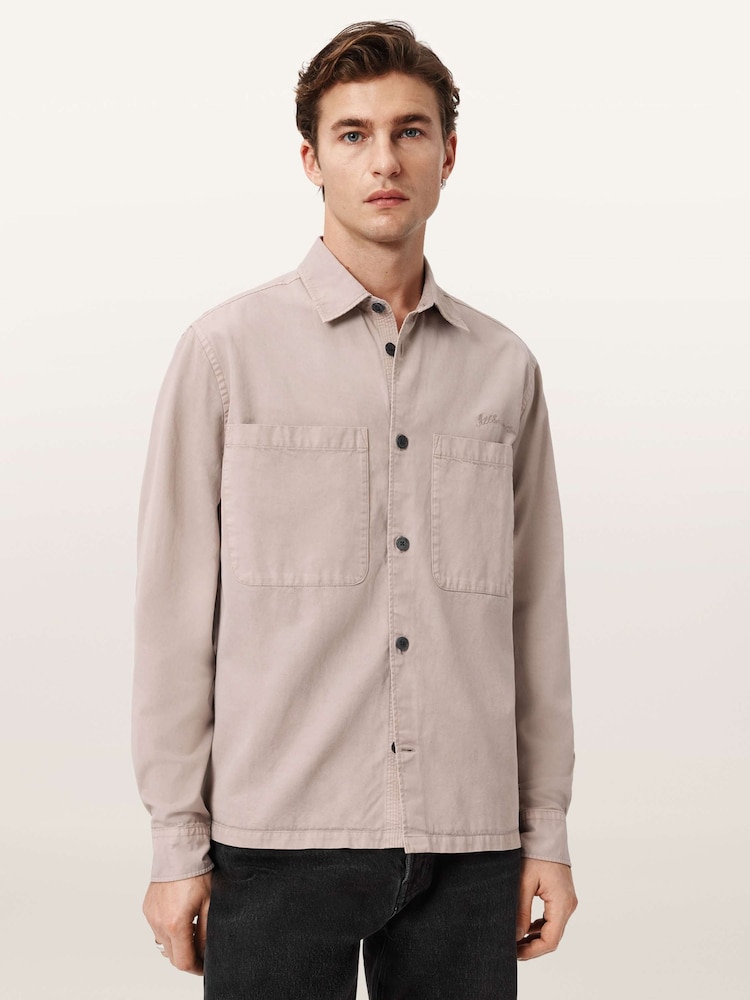 AllSaints Natural Rohdi Long Sleeve Overshirt - Image 1 of 7 AllSaints Natural Rohdi Long Sleeve Overshirt - Image 1 of 7