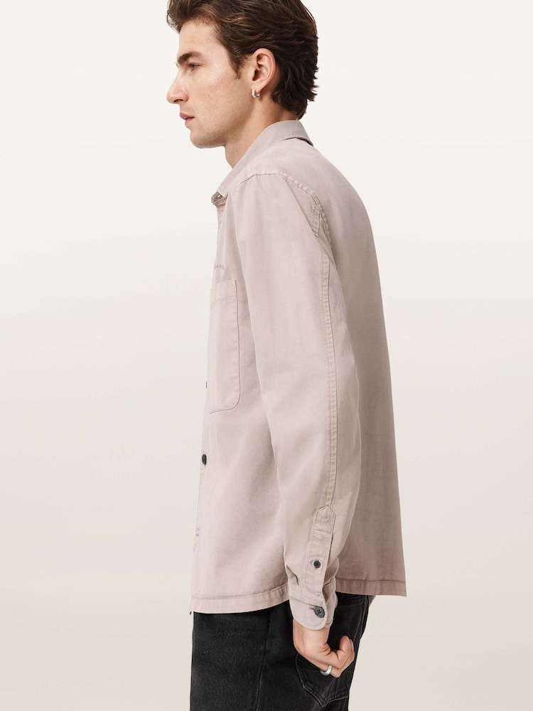 AllSaints Natural Rohdi Long Sleeve Overshirt - Image 2 of 7 AllSaints Natural Rohdi Long Sleeve Overshirt - Image 2 of 7