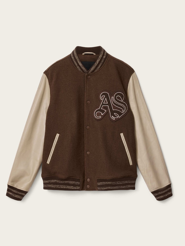 AllSaints Brown Holloway Bomber Jacket - Image 6 of 6