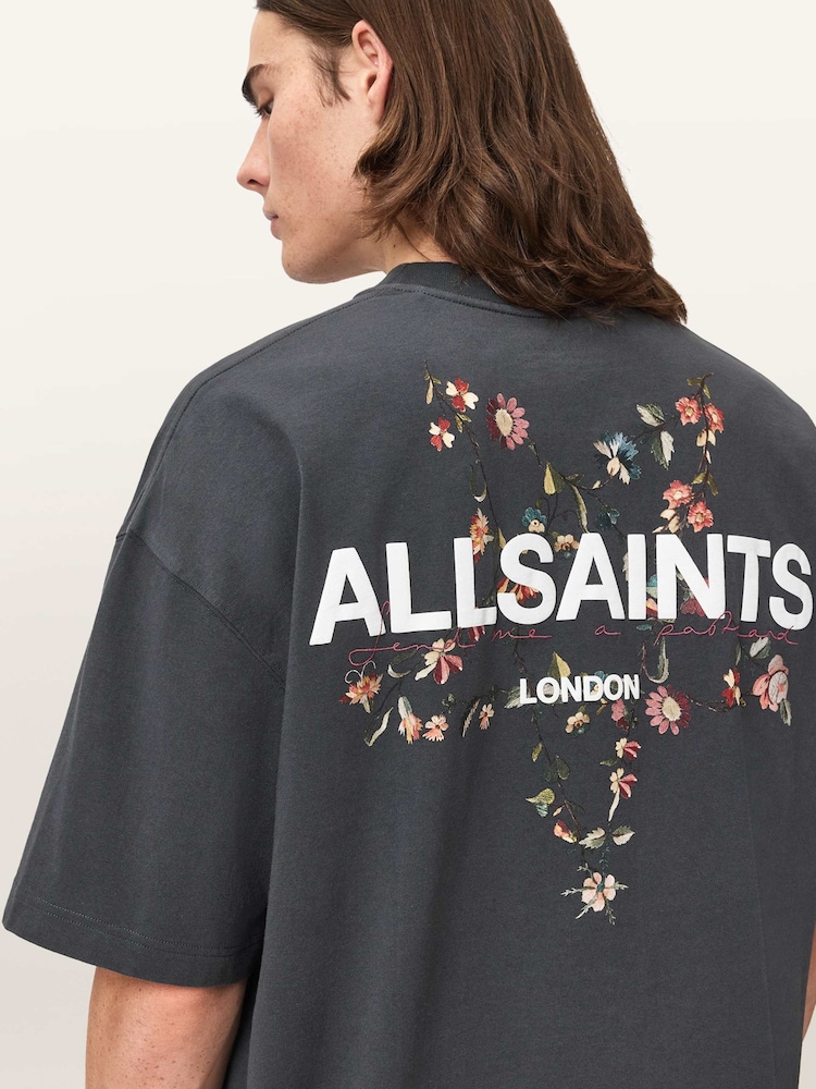 AllSaints Grey Pentacle Short Sleeve Crew Neck T-Shirt - Image 1 of 6