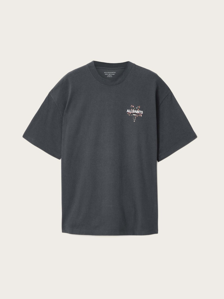 AllSaints Grey Pentacle Short Sleeve Crew Neck T-Shirt - Image 6 of 6