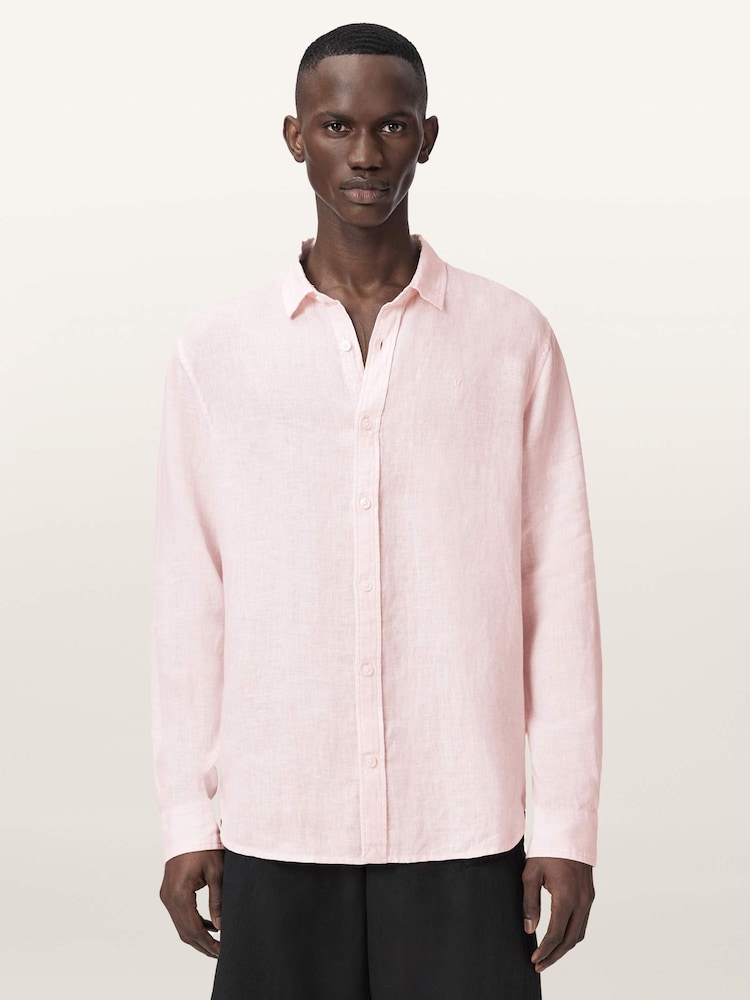 AllSaints Pink Loom Long Sleeve Shirt - Image 1 of 6