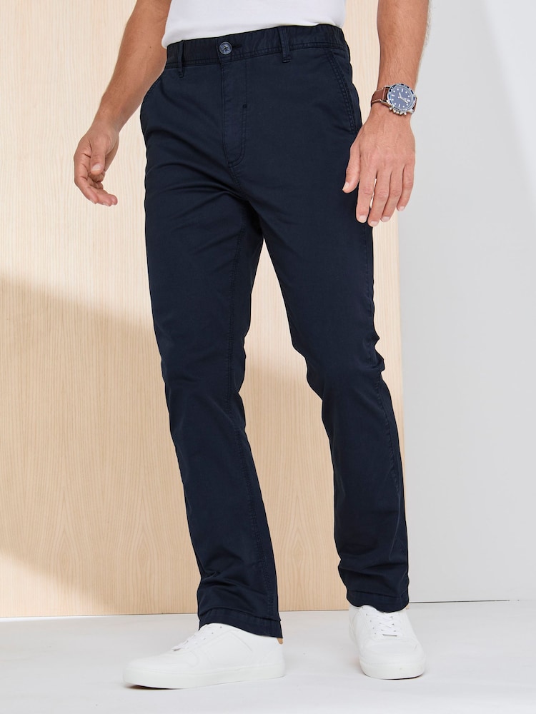 Cotton Traders Blue Signature Flat Front Stretch Chino Trousers - Image 1 of 4