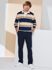 Cotton Traders Blue Signature Flat Front Stretch Chino Trousers - Image 3 of 4