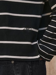Black/White Stripe Relaxed Fit Layered Long Sleeve T-Shirt - Image 4 of 5