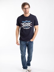 Weird Fish Blue Cast Off Front Print Graphic T-Shirt - Image 3 of 6