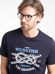 Weird Fish Blue Cast Off Front Print Graphic T-Shirt - Image 4 of 6