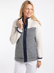 Weird Fish Cream Zoe Full Zip Striped Colour Block Macaroni Fleece - Image 1 of 7