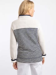 Weird Fish Cream Zoe Full Zip Striped Colour Block Macaroni Fleece - Image 2 of 7