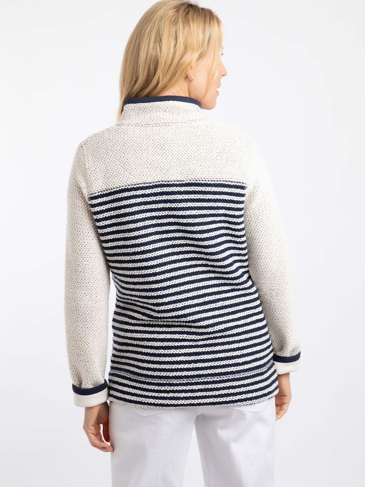 Weird Fish Cream Zoe Full Zip Striped Colour Block Macaroni Fleece - Image 2 of 7