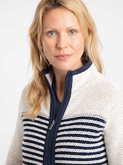 Weird Fish Cream Zoe Full Zip Striped Colour Block Macaroni Fleece - Image 4 of 7