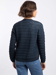 Weird Fish Blue Avelina Pointelle Cardigan - Image 2 of 7