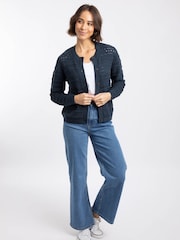 Weird Fish Blue Avelina Pointelle Cardigan - Image 3 of 7