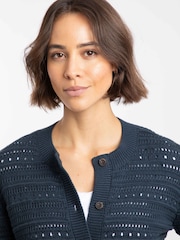 Weird Fish Blue Avelina Pointelle Cardigan - Image 4 of 7