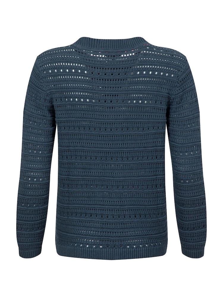 Weird Fish Blue Avelina Pointelle Cardigan - Image 7 of 7