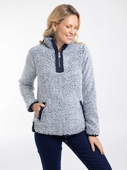 ブルー - Weird Fish Madi コージー 1/4 ジップ フリース - 画像 2 / 9