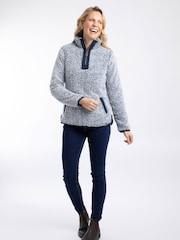 ブルー - Weird Fish Madi コージー 1/4 ジップ フリース - 画像 4 / 9