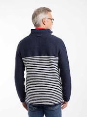 Weird Fish Blue Gable 1/4 Zip Striped Macaroni Fleece - Image 2 of 7