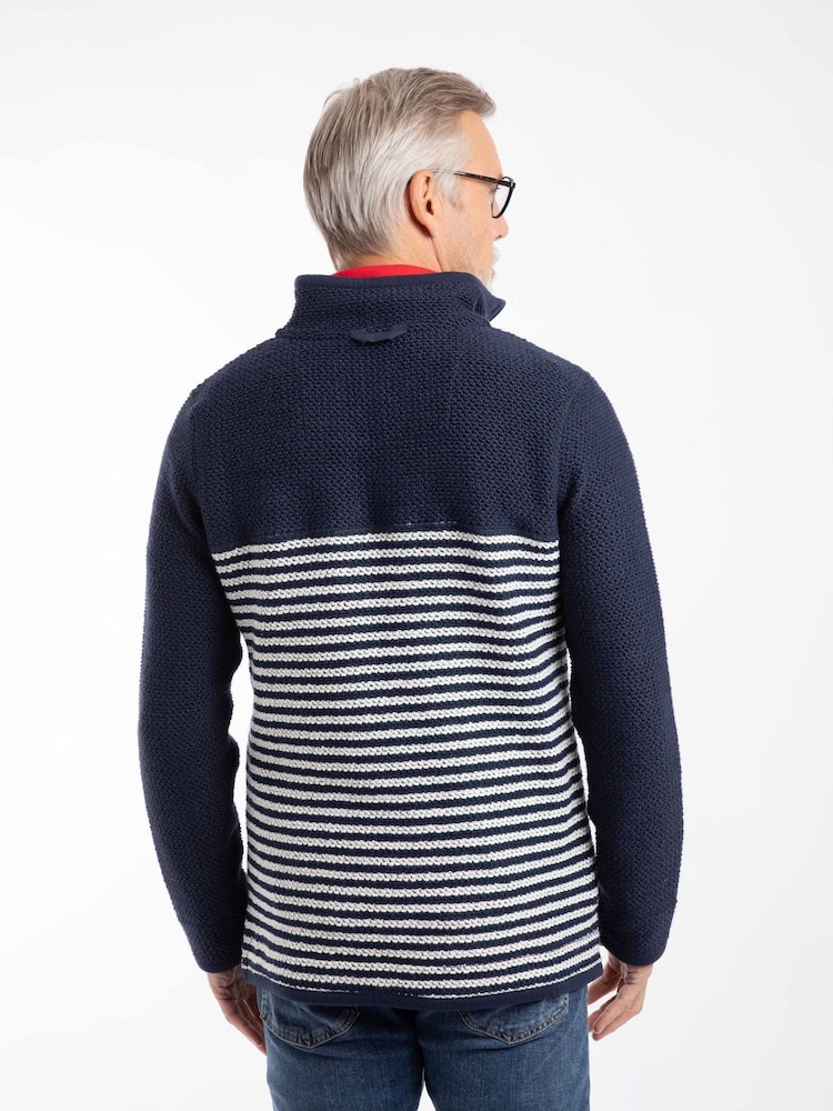 Weird Fish Blue Gable 1/4 Zip Striped Macaroni Fleece - Image 2 of 7