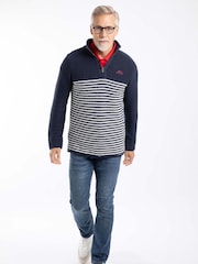 Weird Fish Blue Gable 1/4 Zip Striped Macaroni Fleece - Image 3 of 7