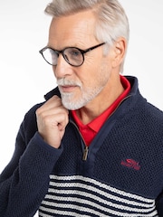 Weird Fish Blue Gable 1/4 Zip Striped Macaroni Fleece - Image 4 of 7