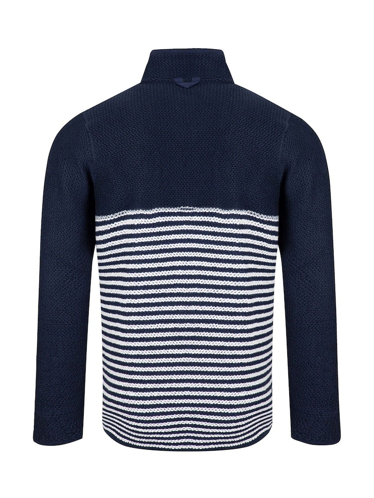 Weird Fish Blue Gable 1/4 Zip Striped Macaroni Fleece - Image 7 of 7