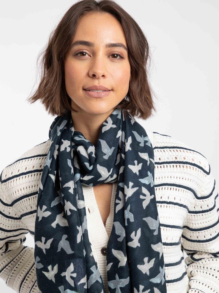 Weird Fish Blue Marelia Printed Scarf - Image 1 of 5