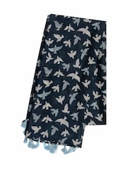 Weird Fish Blue Marelia Printed Scarf - Image 4 of 5