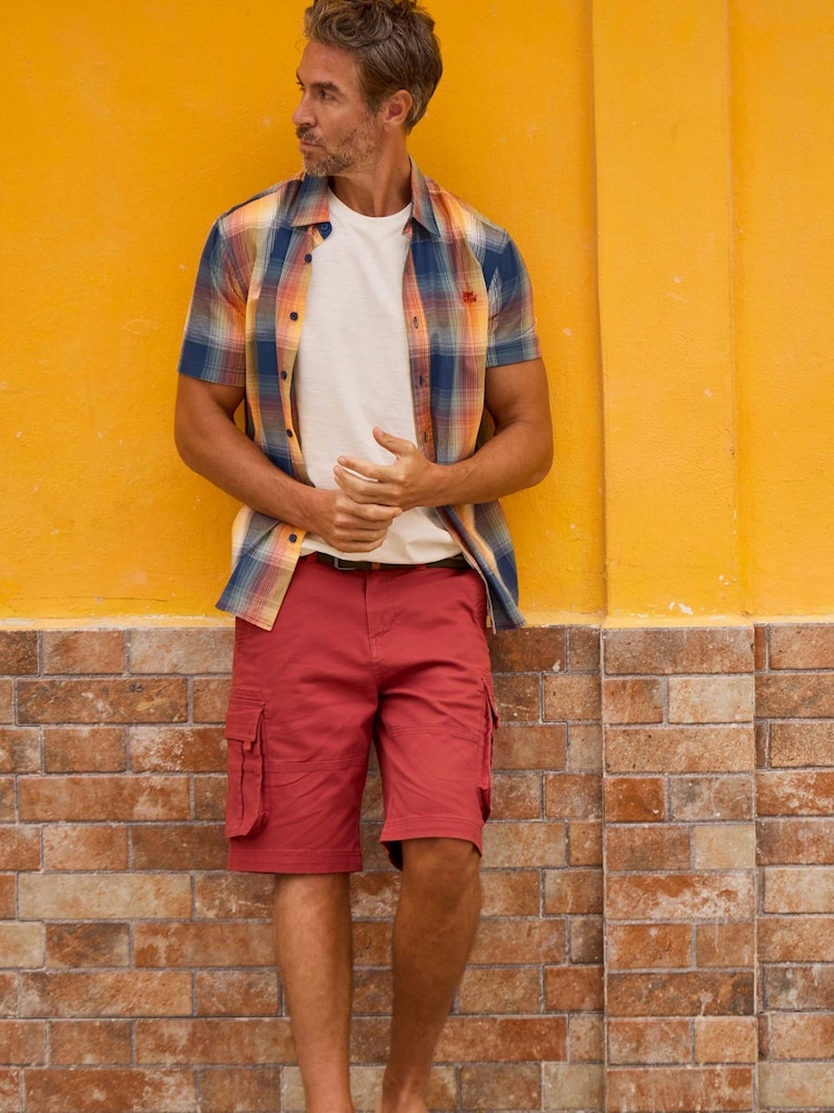 Weird Fish Red Rigney Cargo Shorts - Image 1 of 2 Weird Fish Red Rigney Cargo Shorts - Image 1 of 2