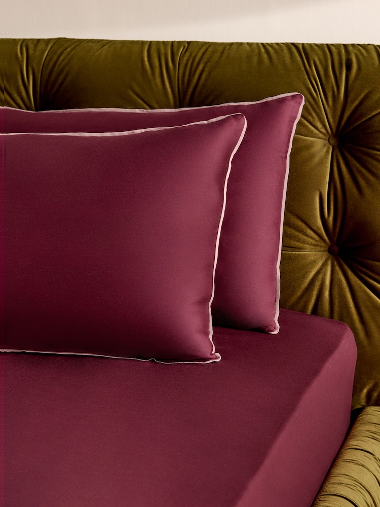 MADE.COM Set of 2 Contrast Piped 200 Thread Count Cotton Sateen Pillowcases - صورة 1 من 3