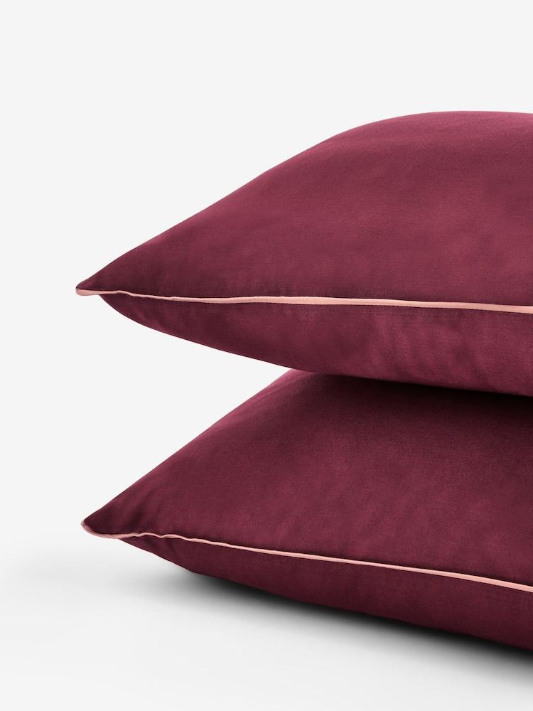 MADE.COM Set of 2 Contrast Piped 200 Thread Count Cotton Sateen Pillowcases - صورة 3 من 3