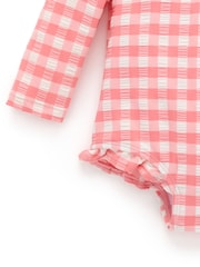 Purebaby Pink Printed Frilly Long Sleeve Swimsuit - Image 2 of 4