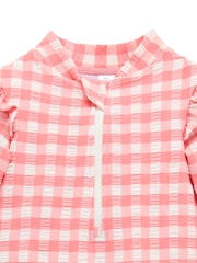 Purebaby Pink Printed Frilly Long Sleeve Swimsuit - Image 3 of 4