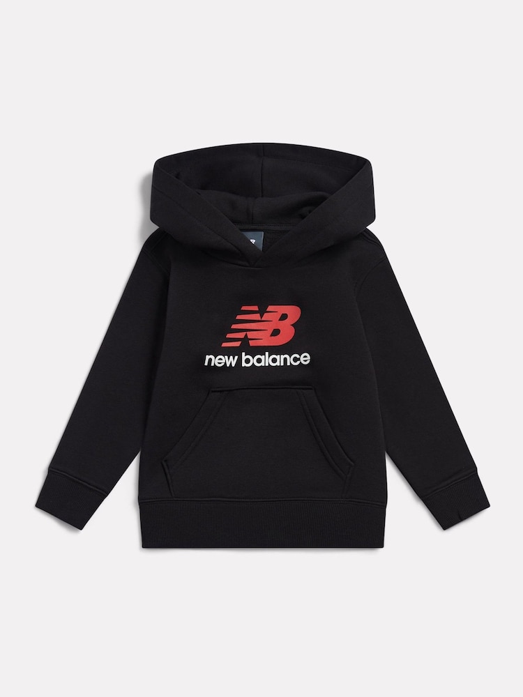 New Balance Black Brushback Stacked Logo Hoodie - Image 1 of 3