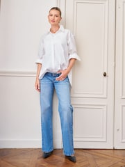 Seraphine Mid Blue Maternity Overbump Straight Leg Jeans - Image 3 of 8