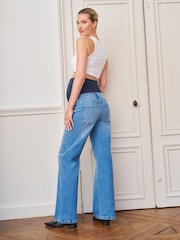 Seraphine Mid Blue Maternity Overbump Straight Leg Jeans - Image 8 of 8