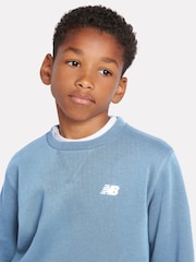 New Balance Light Blue French Terry Small Logo Crew Neck Sweatshirt - Image 4 of 8