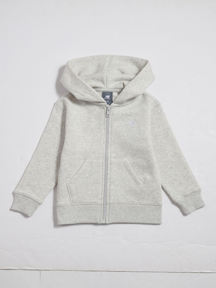 New Balance Grey Small Logo Zip Through Hoodie - Image 1 of 3